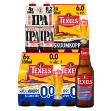 Texels bier
tray van 6 blikjes/flesjes à 30/33 cl of fles à 30 cl
of Lagunitas tray van 4 flesjes à 30 cl